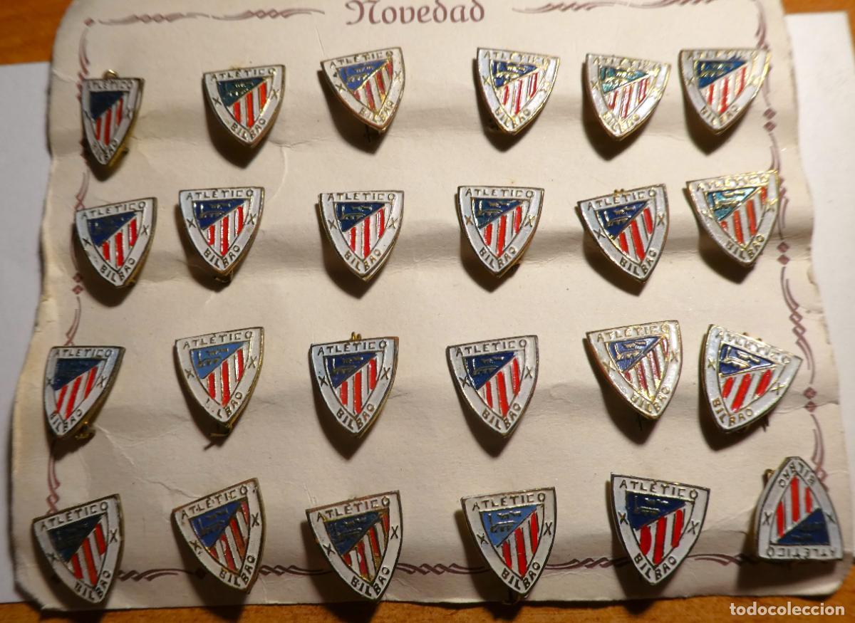 Coleccionismo deportivo: BLISTER CON 24 PINS INSIGNIA - Atl&eacute;tico de Bilbao, de aguja a&ntilde;os 60
