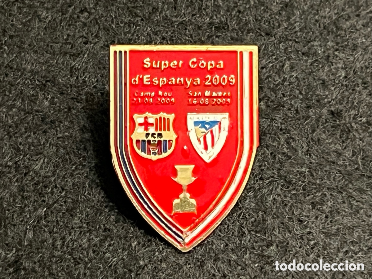 Collectionnisme sportif: FC BARCELONA ATHLETIC CLUB BILBAO FINAL SUPERCOPA ESPA&Ntilde;A 2009 PIN INSIGNIA FUTBOL.