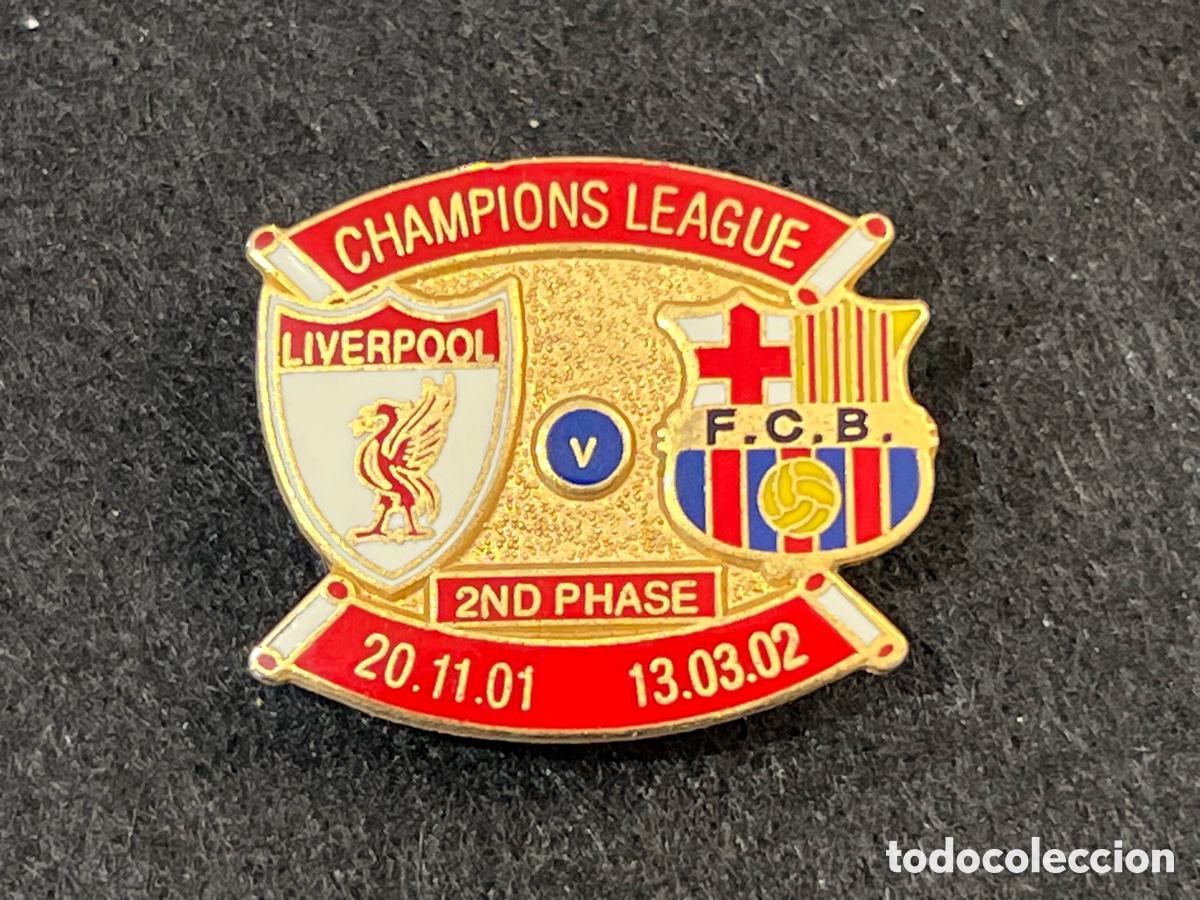 Coleccionismo deportivo: PIN FC BARCELONA LIVERPOOL CHAMPIONS LEAGUE 2001-02 FASE GRUPOS INSIGNIA AGUJA BAR&Ccedil;A.