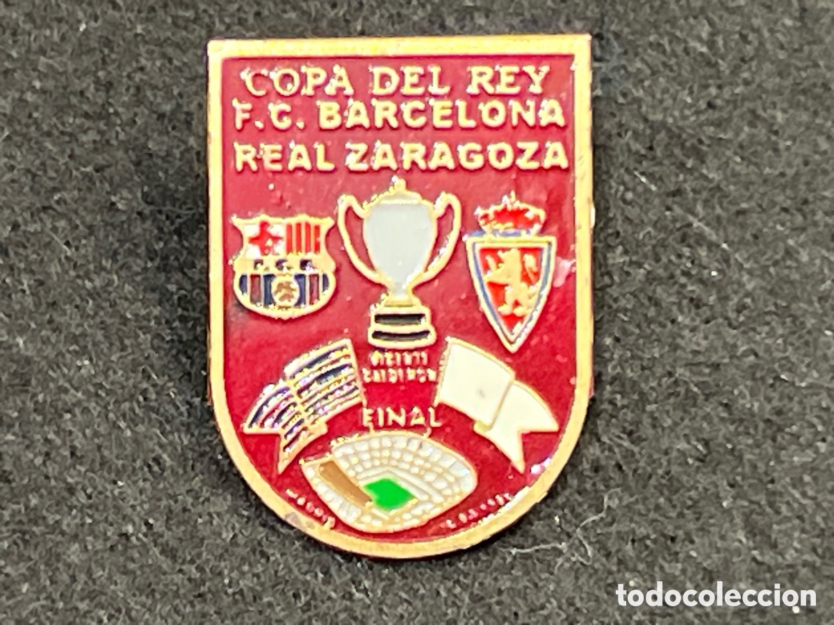 Coleccionismo deportivo: PIN FC BARCELONA REAL ZARAGOZA FINAL COPA DEL REY 1985-1986 FUTBOL INSIGNIA.