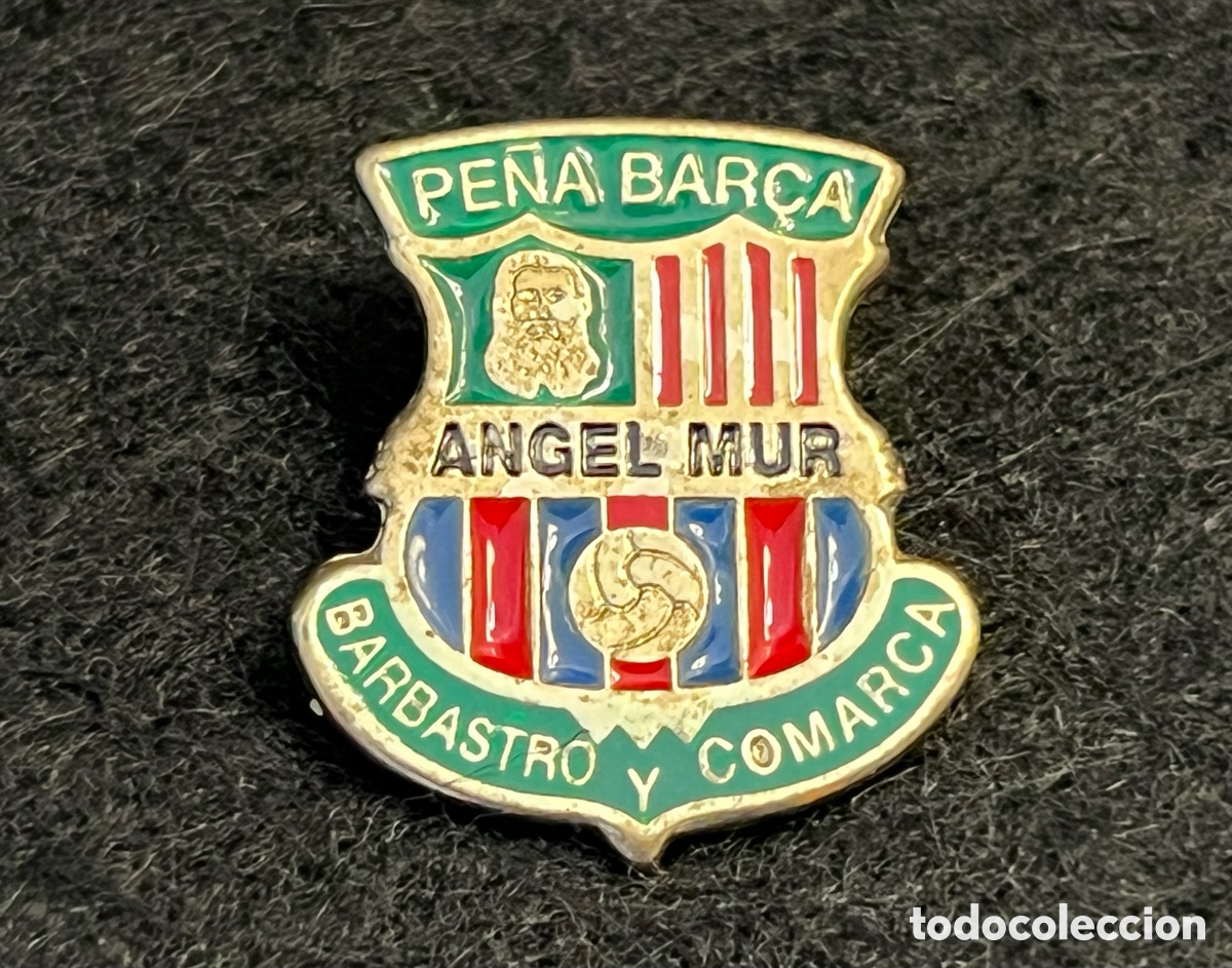 Coleccionismo deportivo: PIN PB PENYA BARCELONISTA &Aacute;NGEL MUR BARBASTRO Y COMARCA PE&Ntilde;A BAR&Ccedil;A ARAGON INSIGNIA.