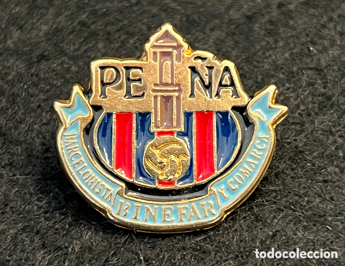 Coleccionismo deportivo: PIN PB PE&Ntilde;A BARCELONISTA BIN&Eacute;FAR Y COMARCA ARAG&Oacute;N PENYA FC BARCELONA BAR&Ccedil;A INSIGNIA.