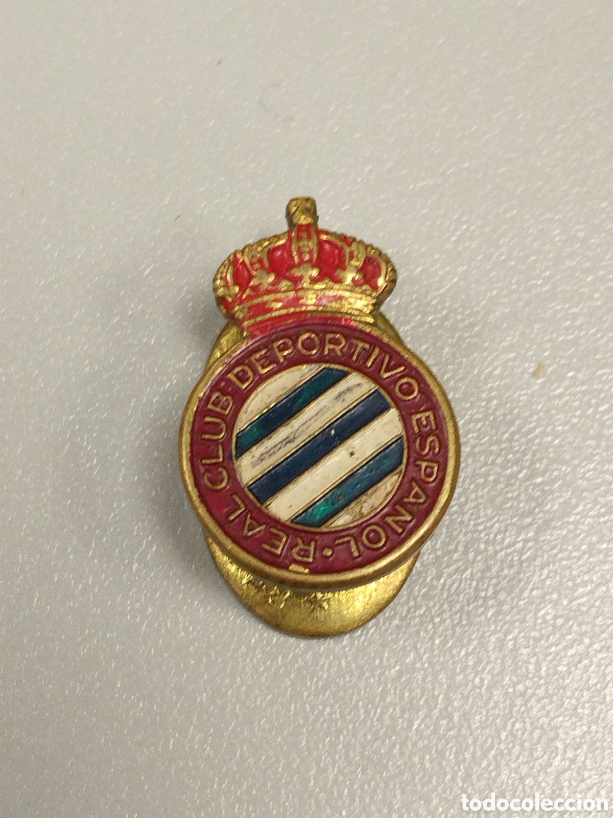 Coleccionismo deportivo: Antigua insignia de ojal rcd espa&ntilde;ol de barcelona.futbo.deporte.sarria.periquito.fc Barcelona.zamora