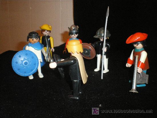 Playmobil: lote de mu&ntilde;ecos playmobil geobra 1974 vestidos de caballeros de la edad media