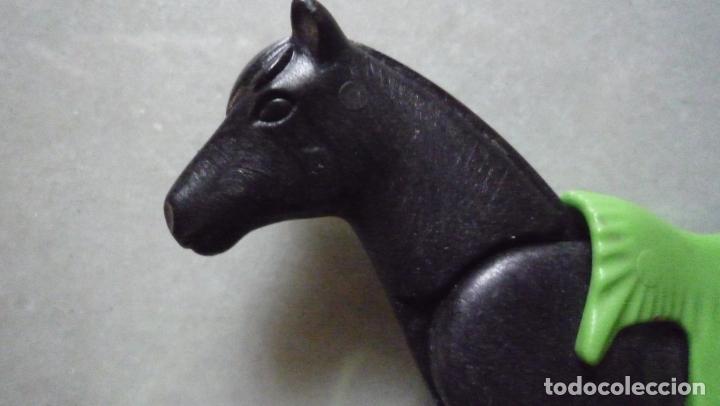 Playmobil: Antigua figura *CABALLO NEGRO MONTURA MANTA VERDE* PLAYMOBIL