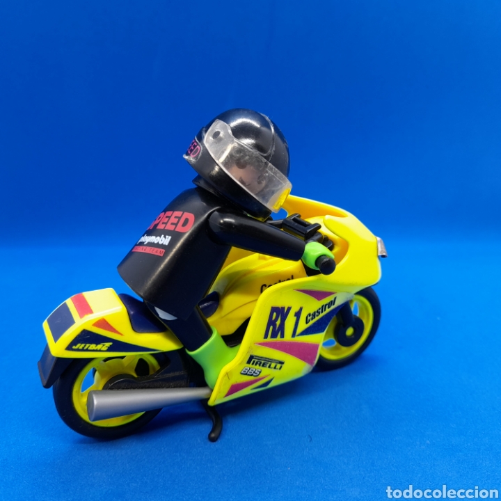 playmobil moto de course jaune