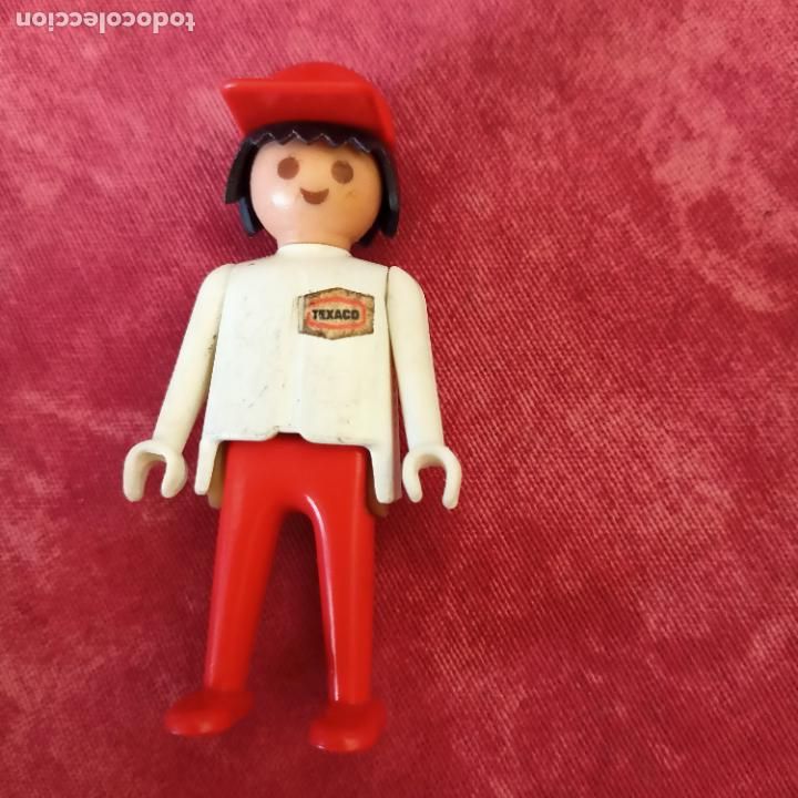 Playmobil: PLAYMOBIL famobil TRABAJADOR DE GASOLINERA mec&aacute;nico TEXACO - FIGURAS - CITY manos fijas