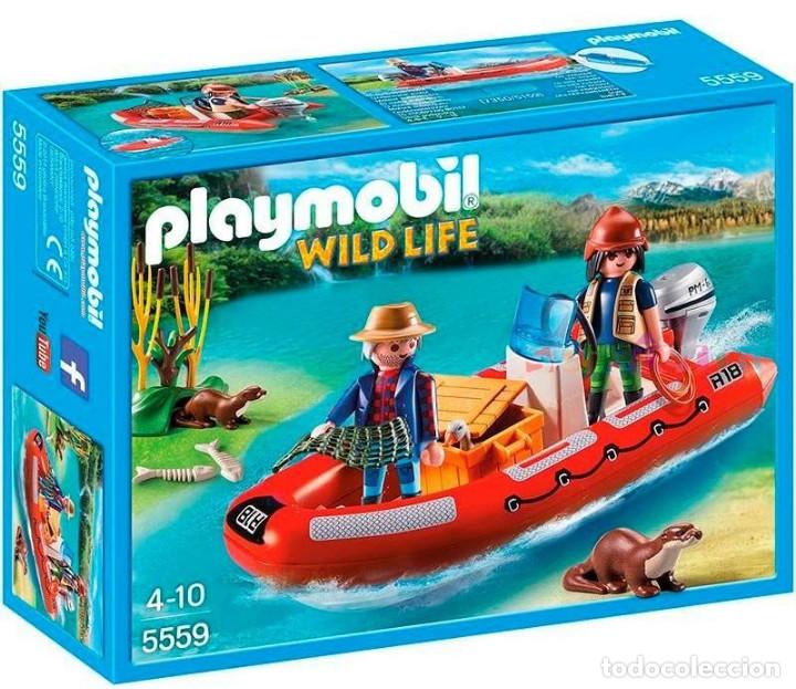 Playmobil: Playmobil 5559 Cazadores Furtivos con Lancha (Wild Life). NUEVO. CAJA CON DESGASTES!!.