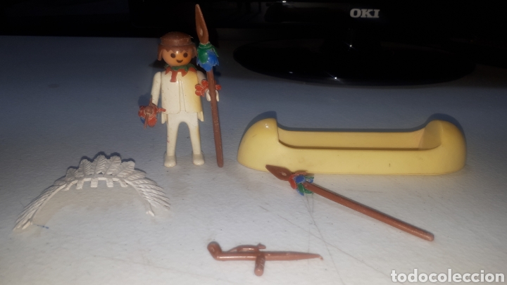 Playmobil: Indio primera generaci&oacute;n con complementos y canoa playmobil - Foto 1
