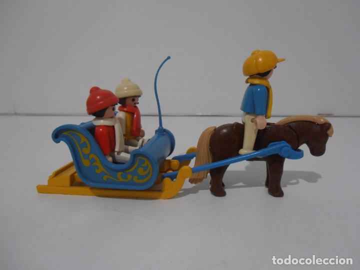 Playmobil: PLAYMOBIL, TRINEO AZUL NIÑOS PONY REF 3391, AÑOS 80 - Foto 3 - 311590118