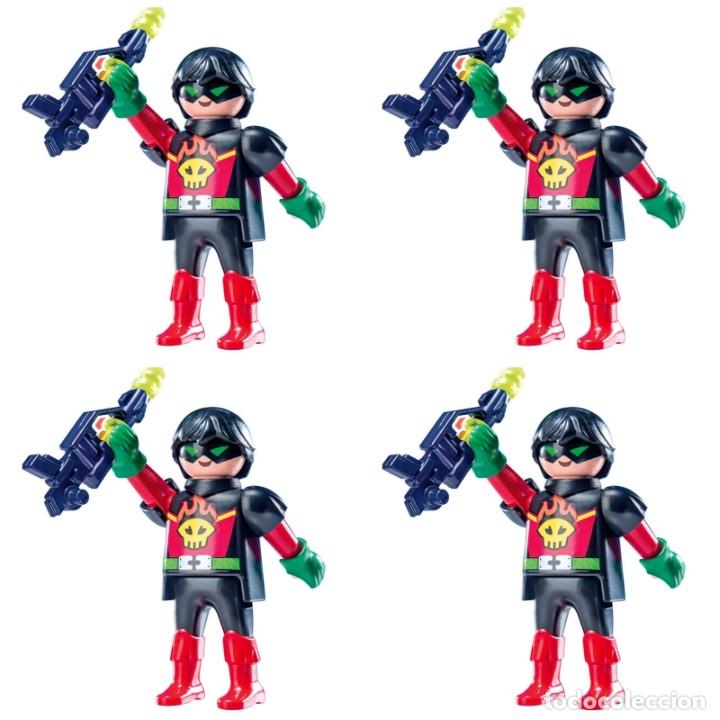 Playmobil: PLAYMOBIL LOTE 4 FIGURAS SUPER H&Eacute;ROE (9146 SERIES 11). MONTADAS, SUELTAS EN BOLSITA.