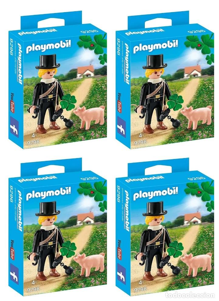 Playmobil: LOTE 4 Playmobil 9296 Deshollinador con Cerdito y Tr&eacute;bol. NUEVOS!!.