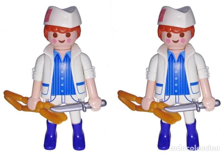 Playmobil: LOTE DE 2 FIGURAS Playmobil 9332 Carnicero con Chacinas. SUELTAS, YA MONTADAS!!.