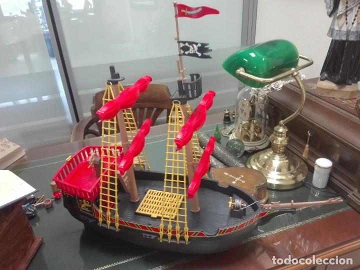 Playmobil: GALEON/BARCO PIRATA PLAYMOBIL- VELAS ROJAS REPLEGADAS- Y ACCESORIOS
