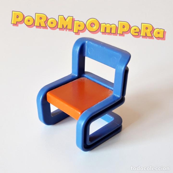 Playmobil: PLAYMOBIL SILLA AZUL ASIENTO ANARANJADO HABITACI&Oacute;N INFANTIL 4287 MUEBLE DORMITORIO CASA NI&Ntilde;O P1