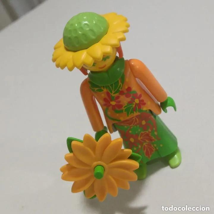 Playmobil: Figura playmobil chica girasol flor de sobre sorpresa serie ni&ntilde;as mujer jardin sombrero flor nueva