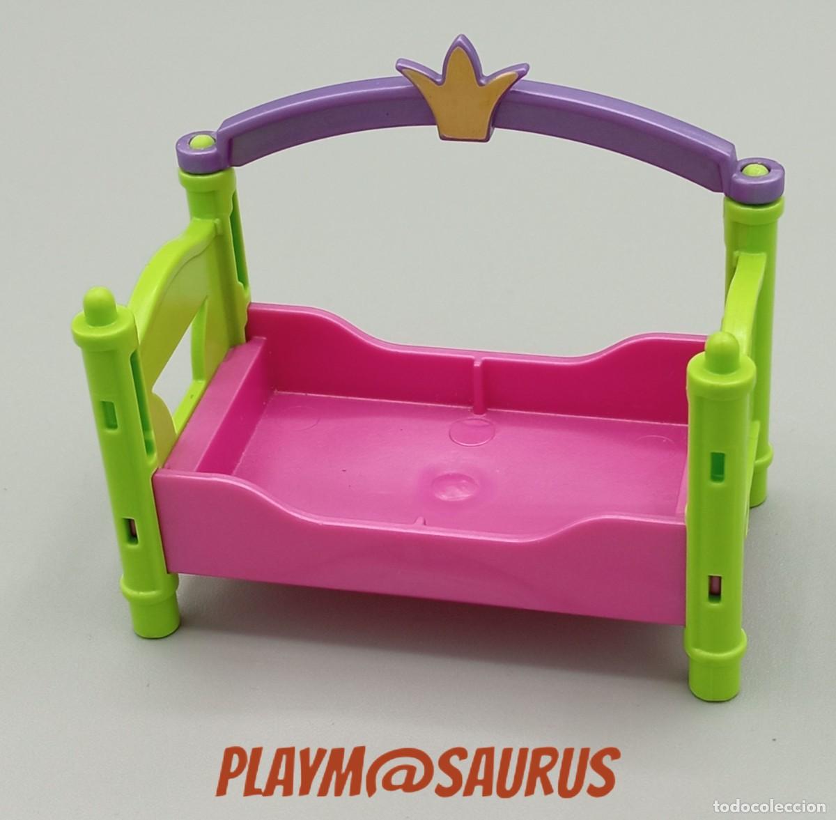 Playmobil: PLAYMOBIL CAMA PARA NI&Ntilde;A ROSA VERDE MORADA PRINCESA FAMOBIL