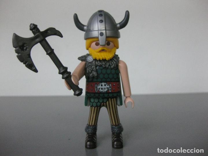 Playmobil: playmobil mercenario vikingo barco con casco cuernos y hacha VK1