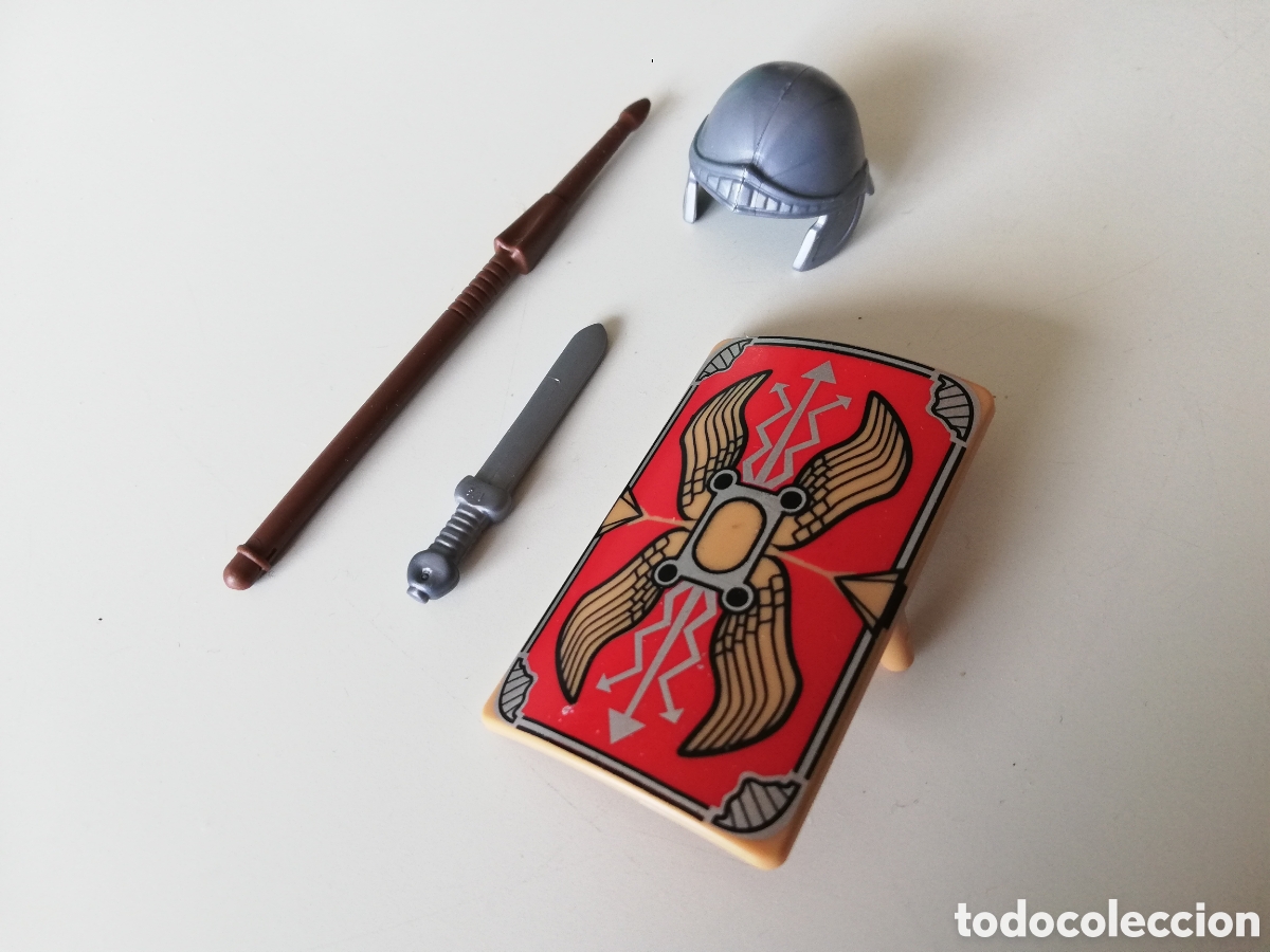 Playmobil: Accesorios PLAYMOBIL - Escudo Casco Espada Lanza Romano.