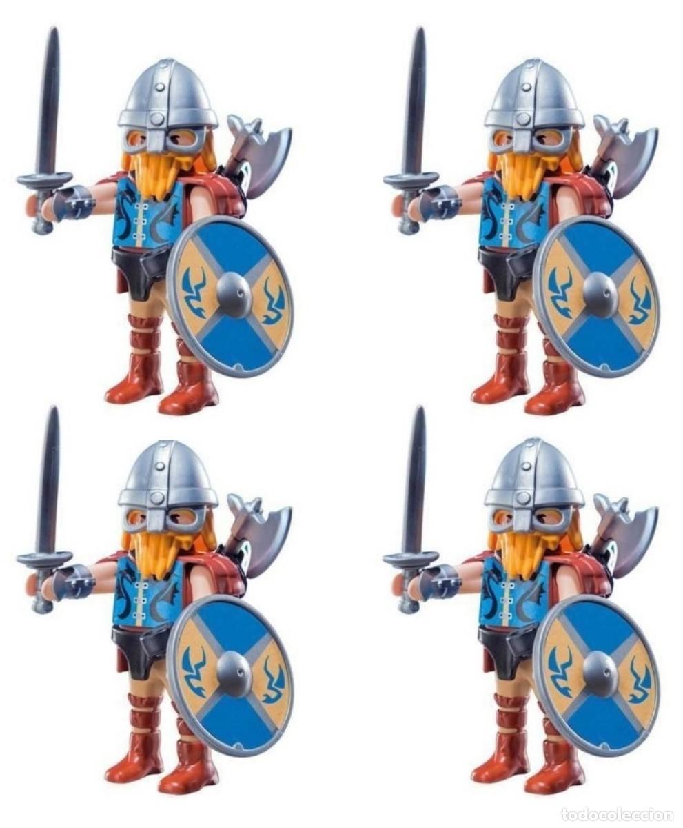 Playmobil: LOTE DE 4x Playmobil 9146 Figura de Vikingo. FIGURAS SUELTAS, YA MONTADAS!!.