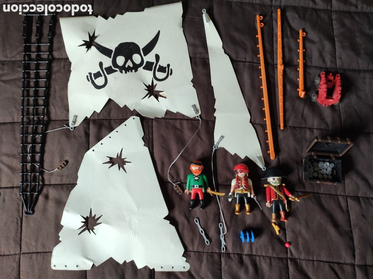 Playmobil: BARCO PIRATA PLAYMOBIL INCOMPLETO CON TRES CLICS. 1991.