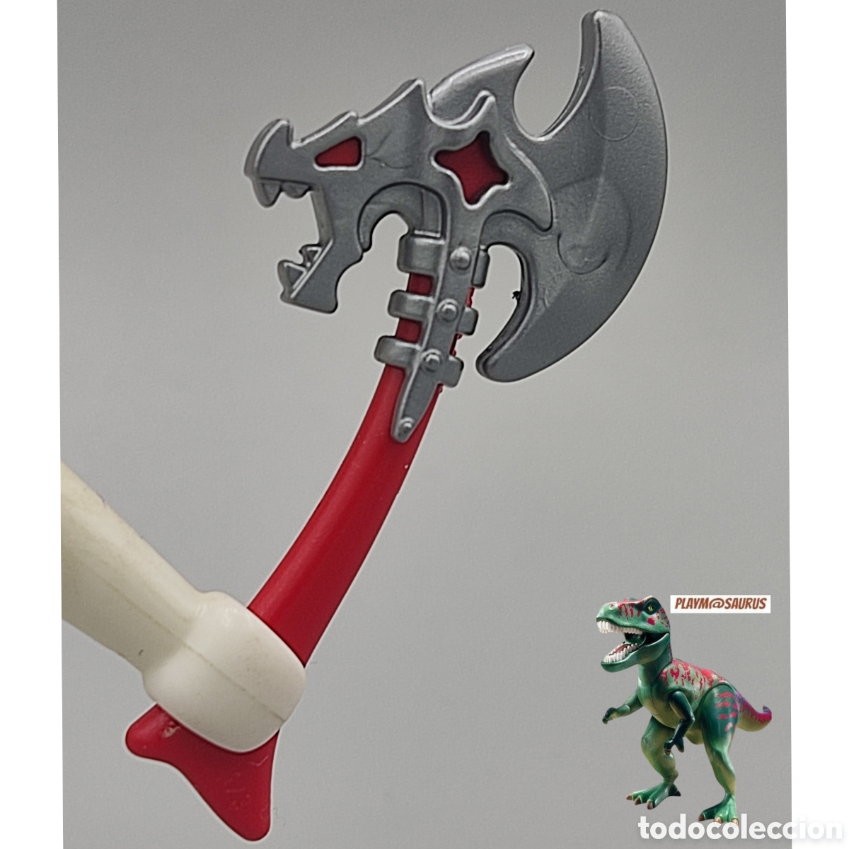 Playmobil: Playmobil hacha roja cabeza de dragon arma barbaros vikingos medieval fortaleza castillo batalla