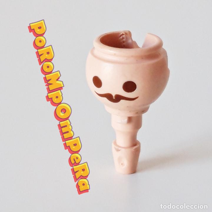Playmobil: PLAYMOBIL CABEZA BIGOTE MARR&Oacute;N PUNTIAGUDO HENDIDURA LATERAL HUECO TRASERO CUSTOM/COMPLETAR FF