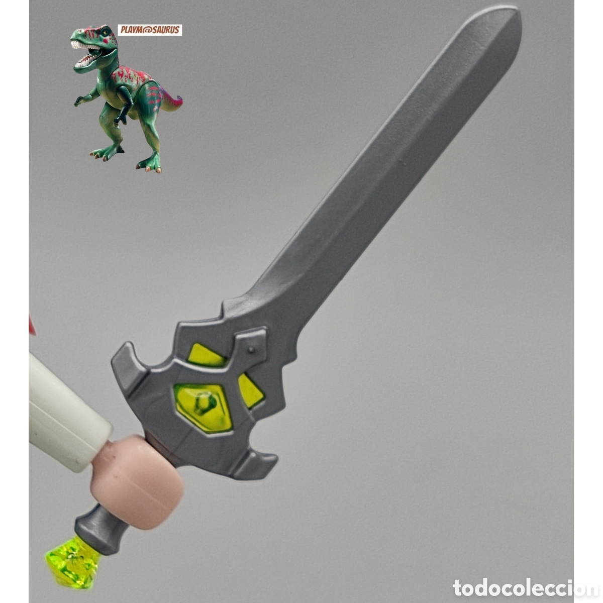 Playmobil: Playmobil gran espada gris plata joyas verdes guerreros barbaro enano caballero medieval excalibur