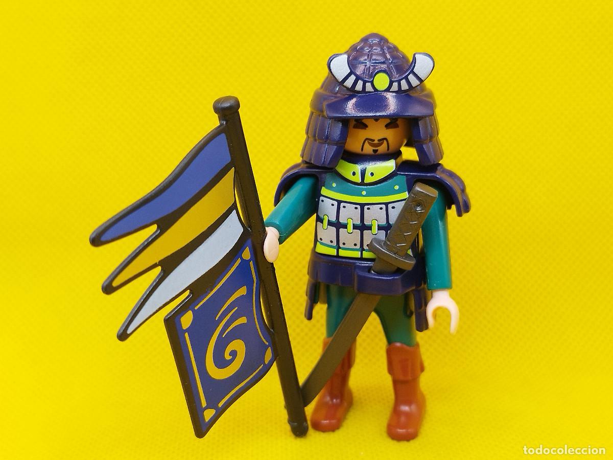 Playmobil: Playmobil Guerrero samurai con estandarte azul