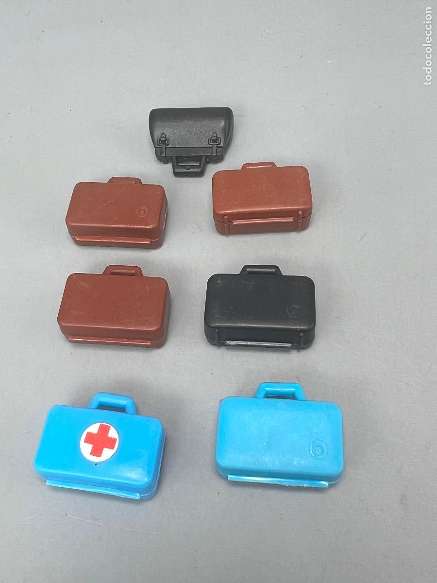 Playmobil: Playmobil lote maleta malet&iacute;n negro azul marr&oacute;n