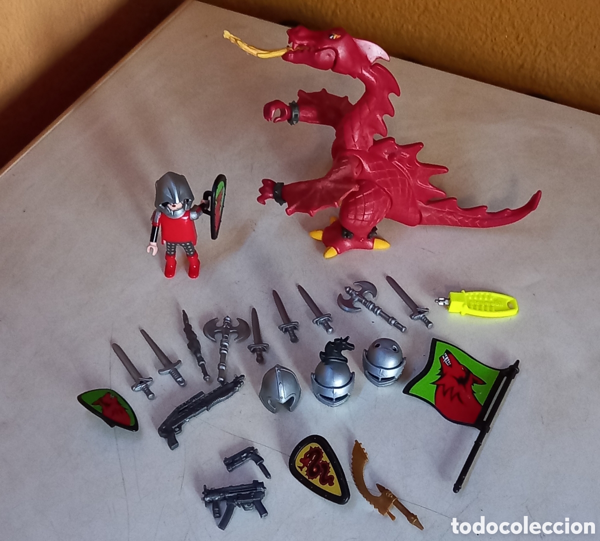 Playmobil: LOTE PLAYMOBIL MEDIAVAL, DRAGON, ARMAS, CABALLERO ETC