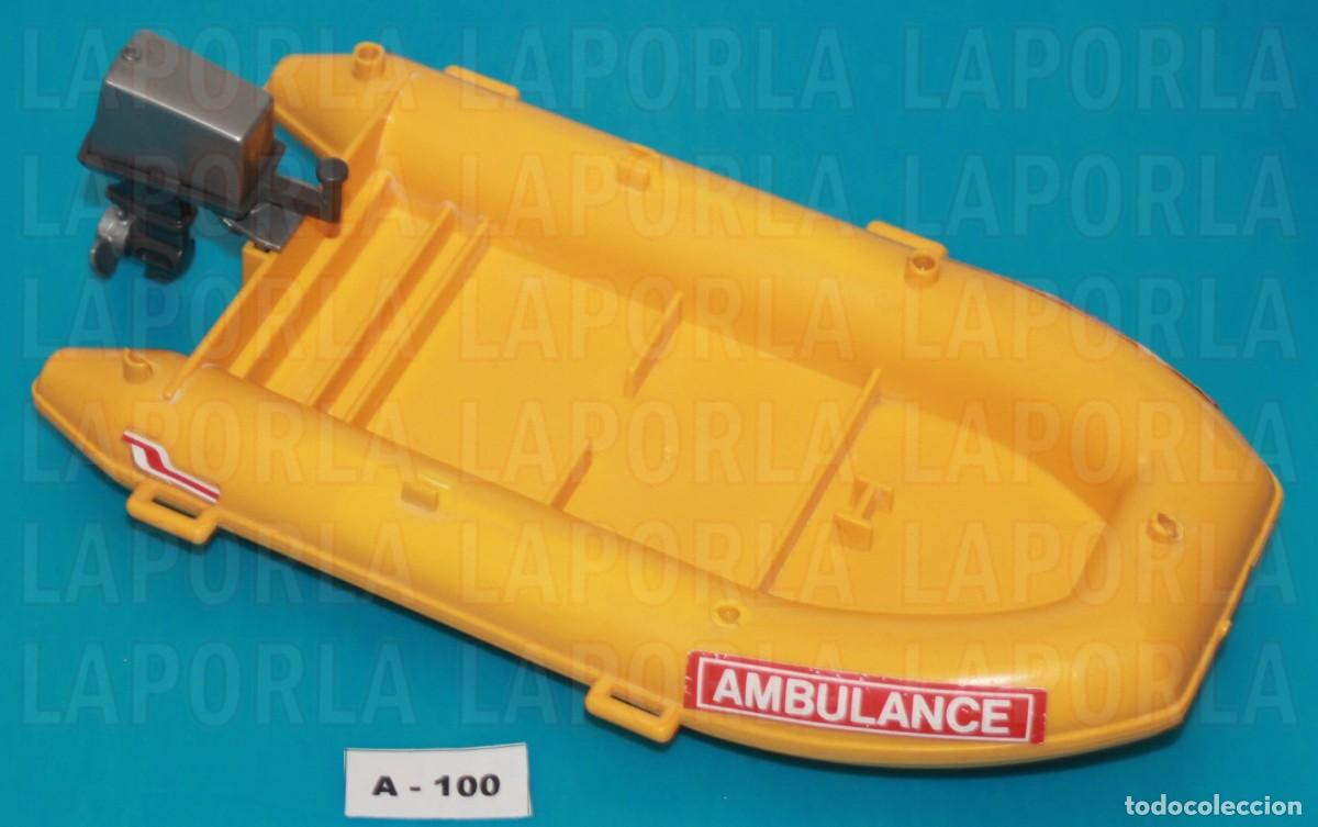Playmobil: PLAYMOBIL LANCHA ZODIAC - CON MOTOR PERO INCOMPLETA Y CON DEFECTOS (A-100)