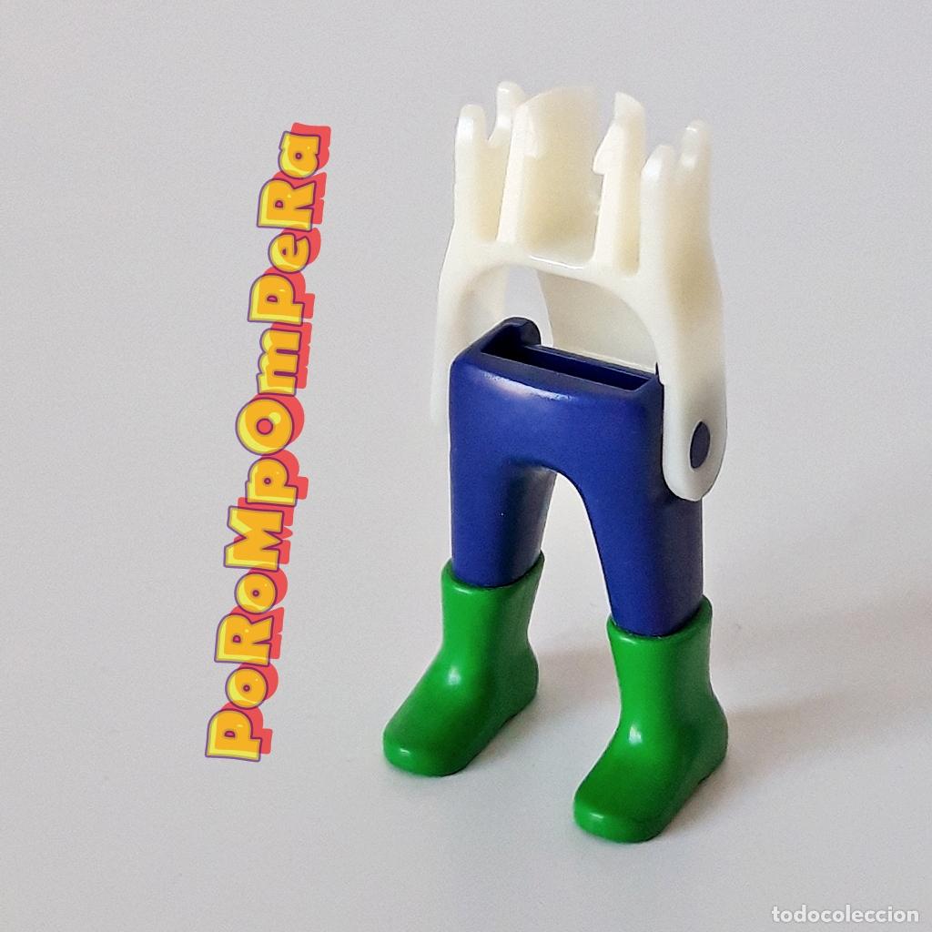 Playmobil: PLAYMOBIL PIERNA PANTAL&Oacute;N AZUL OSCURO BOTA ALTA VERDE + ESQUELETO IDEAL COMPLETAR O CUSTOM ZX