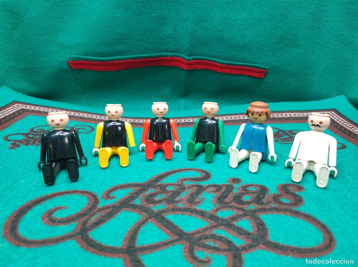 Playmobil: Lote 6 Playmobil 1974 de Geobra. Colores varios, sin pelo salvo uno. Uno manco. Se&ntilde;ales de uso