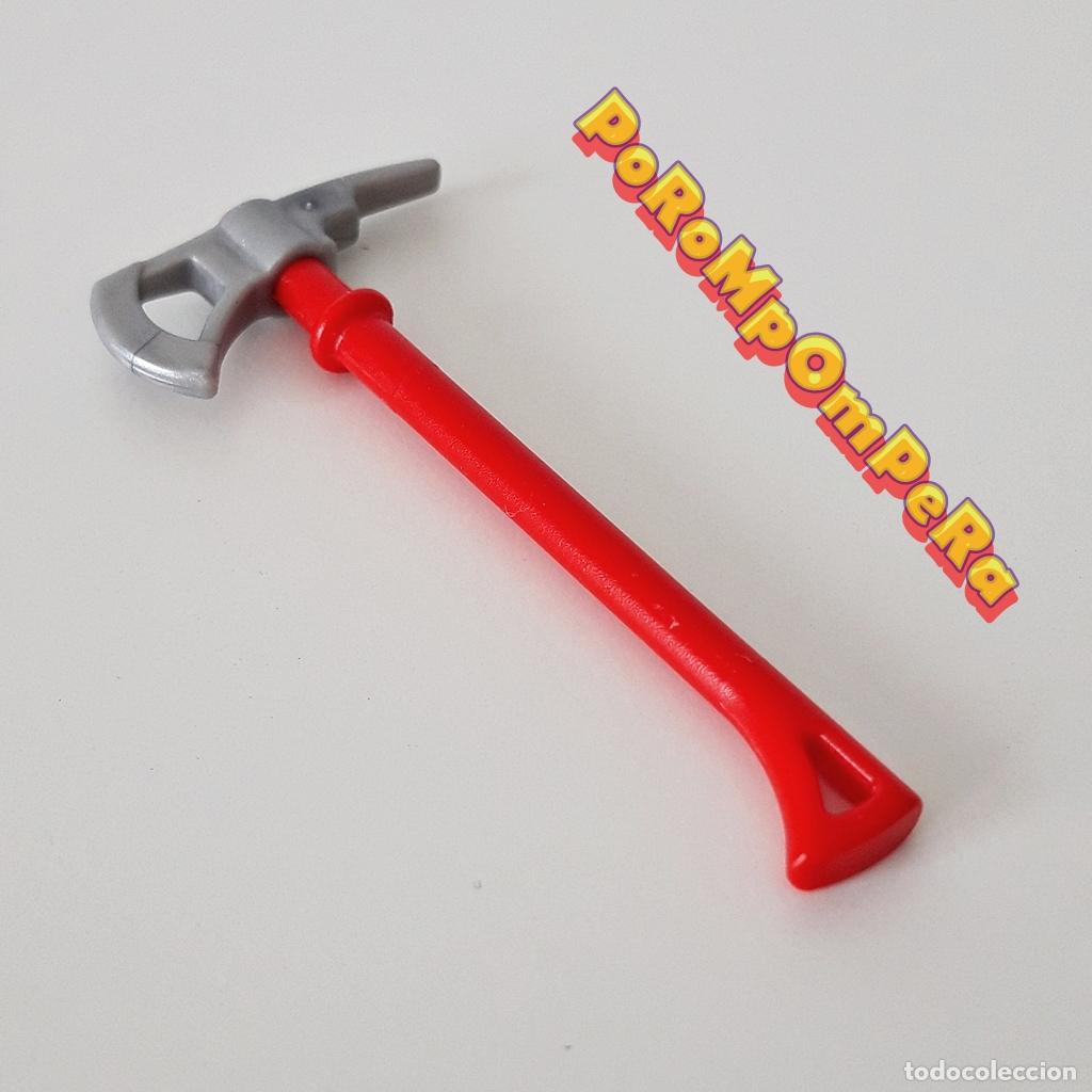 Playmobil: PLAYMOBIL HACHA ROJA-GRIS PLATEADA 6586 9235 9464 70081 EQUIPO RESCATE BOMBEROS O2