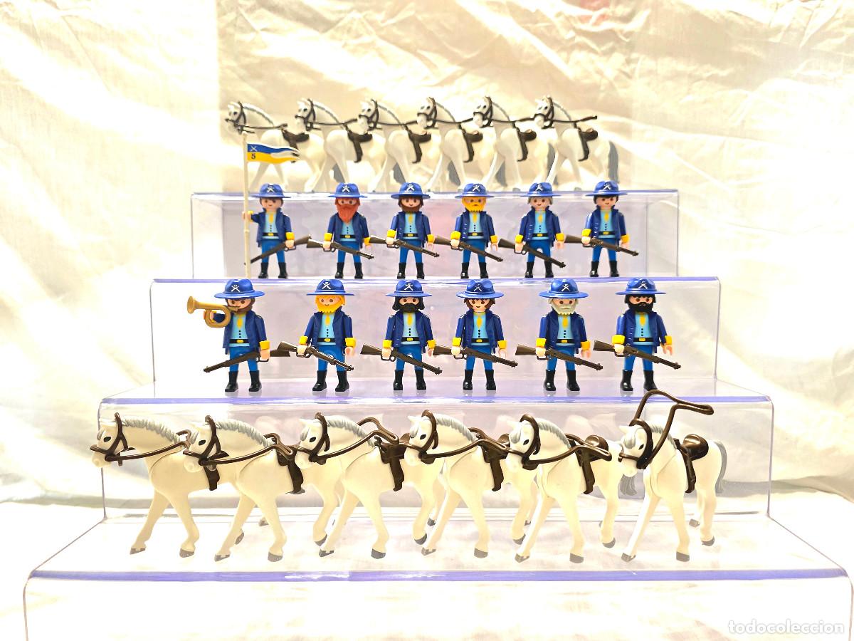 Playmobil: Playmobil 12 Soldados de Caballer&iacute;a Fort Eagle Nordistas Oeste 3812 4072 5245 5249 3028 3037 3023