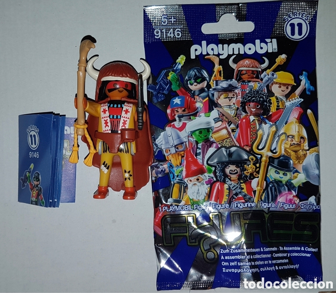 Playmobil: Playmobil serie 11 brujo Indio Sioux oeste sobre sorpresa azul figura mu&ntilde;eco colecci&oacute;n
