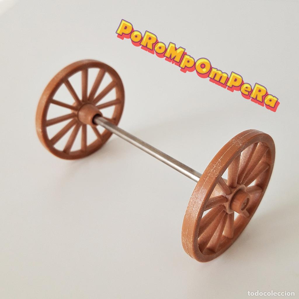 Playmobil: PLAYMOBIL EJE GRANDE TRASERO RUEDAS 1&ordf; &Eacute;POCA DILIGENCIA CARRO CARRETA CARRUAJE OESTE GRANJA CG1