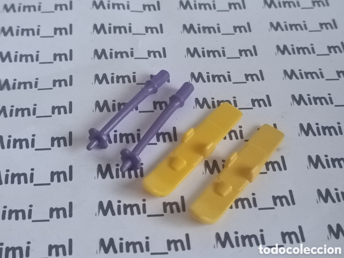 Playmobil: Playmobil esqu&iacute;es amarillos palos lilas ni&ntilde;o ni&ntilde;a