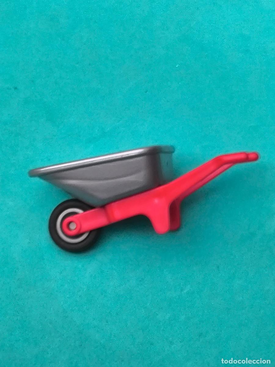 Playmobil: Playmobil carretilla de obra huerto jard&iacute;n ciudad parque city rojo plata