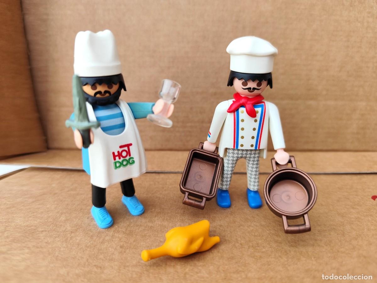 Playmobil: COCINEROS - CHEFS - Lote de 2 Playm&oacute;biles COCINEROS con varios complementos