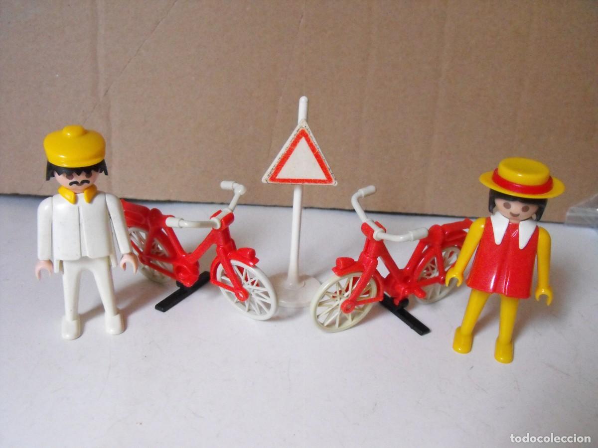 Playmobil: PLAYMOBIL. Pareja de ciclistas. Primera &eacute;poca. De la ref. 3573.