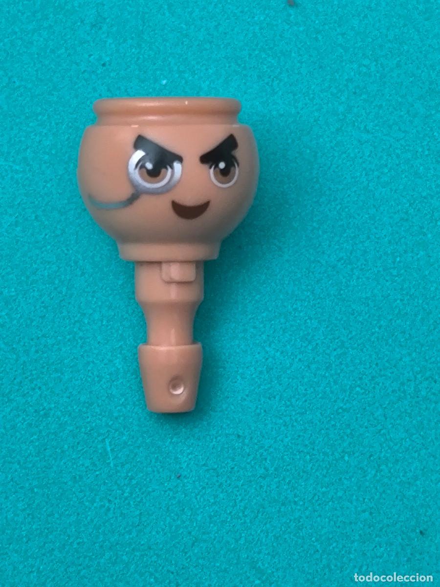 Playmobil: Playmobil cabeza piel morena ciudad cejas ojos marr&oacute;n mon&oacute;culo cadena oeste victoriano