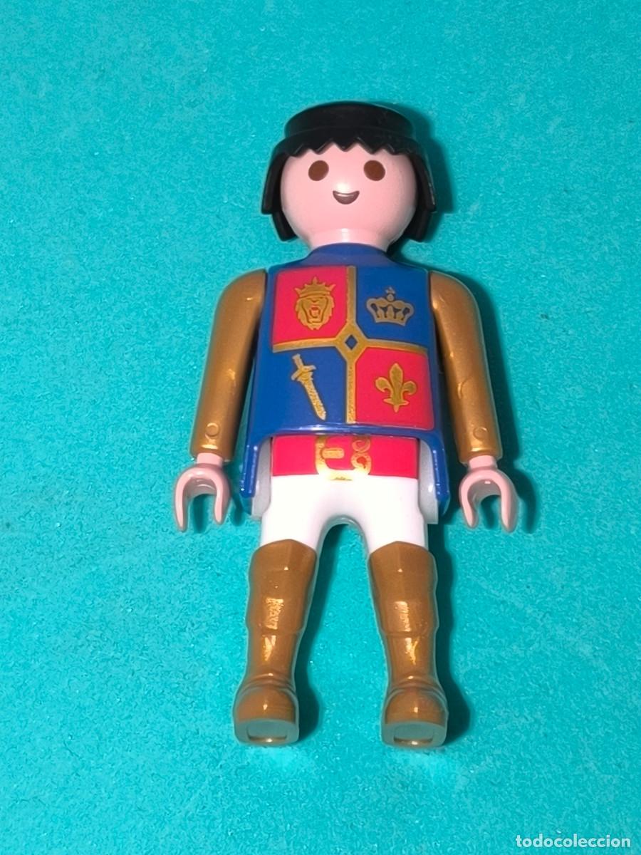 Playmobil: Playmobil figura medieval armadura coraza dorada azul rojo le&oacute;n espada corona flor de lis vikingos