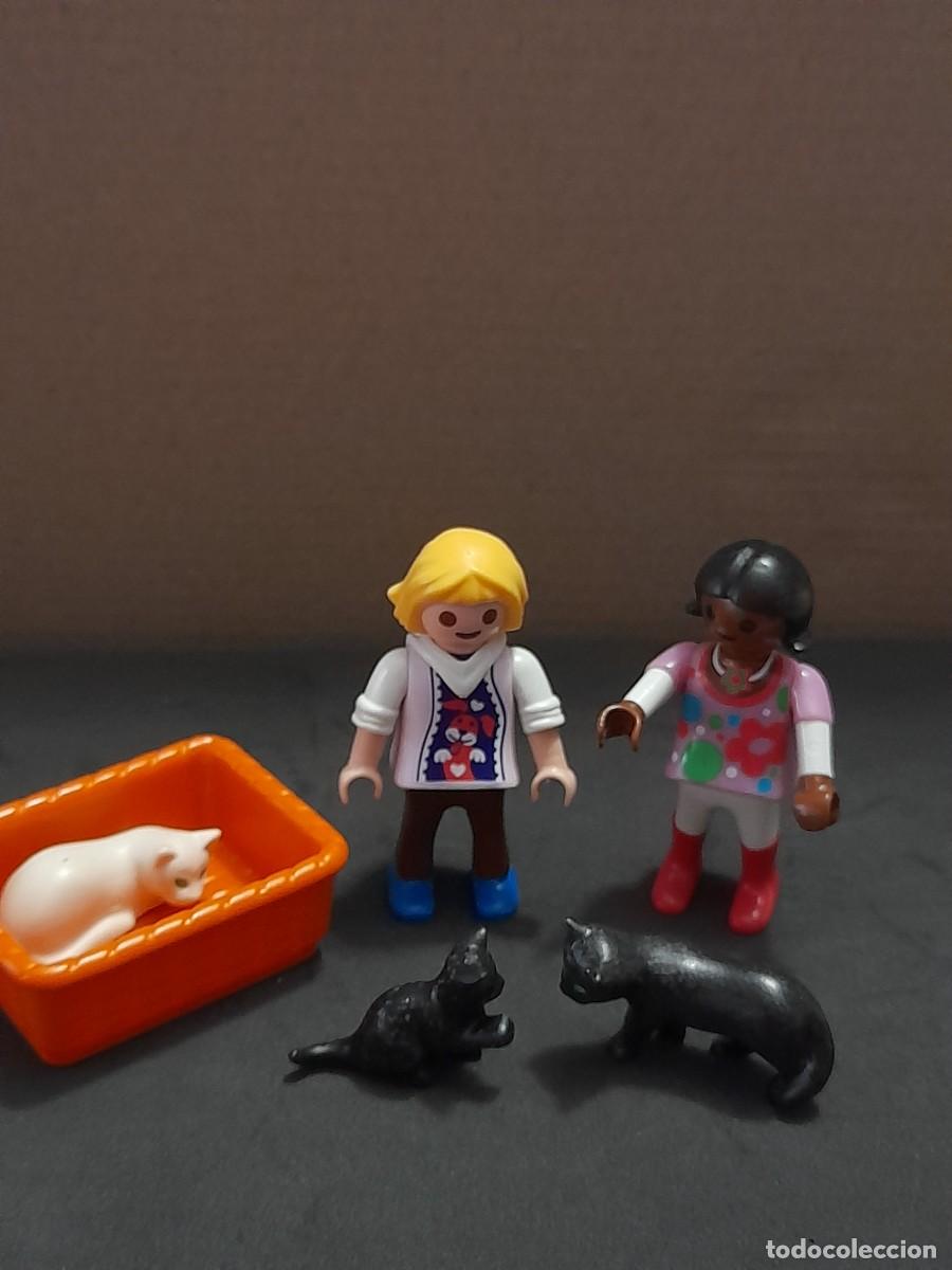 Playmobil: Playmobil animales figuras, ni&ntilde;os con gatitos negros y blancos