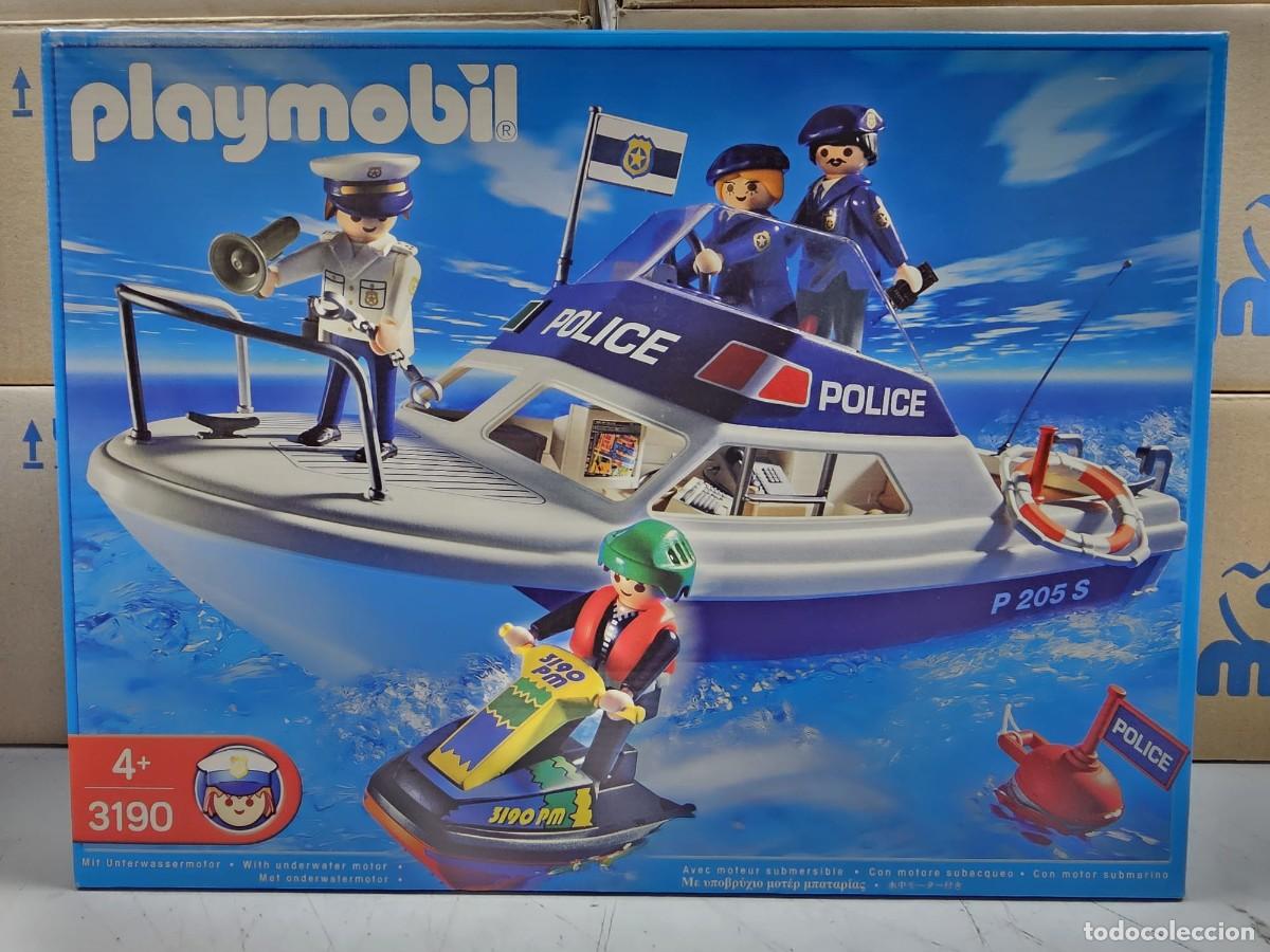 Playmobil: PLAYMOBIL 3190 BARCO DE POLIC&Iacute;A PERSECUCI&Oacute;N AL LADR&Oacute;N, A&Ntilde;O 2001, NUEVO, CERRADO