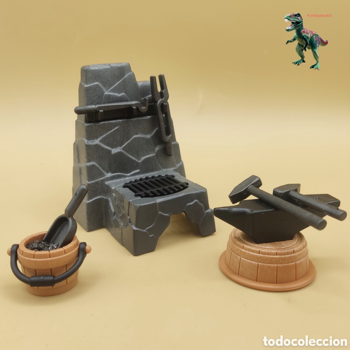 Playmobil: PLAYMOBIL conjunto herrero yunque herramientas carbon fuego forja herreria trabajador horno