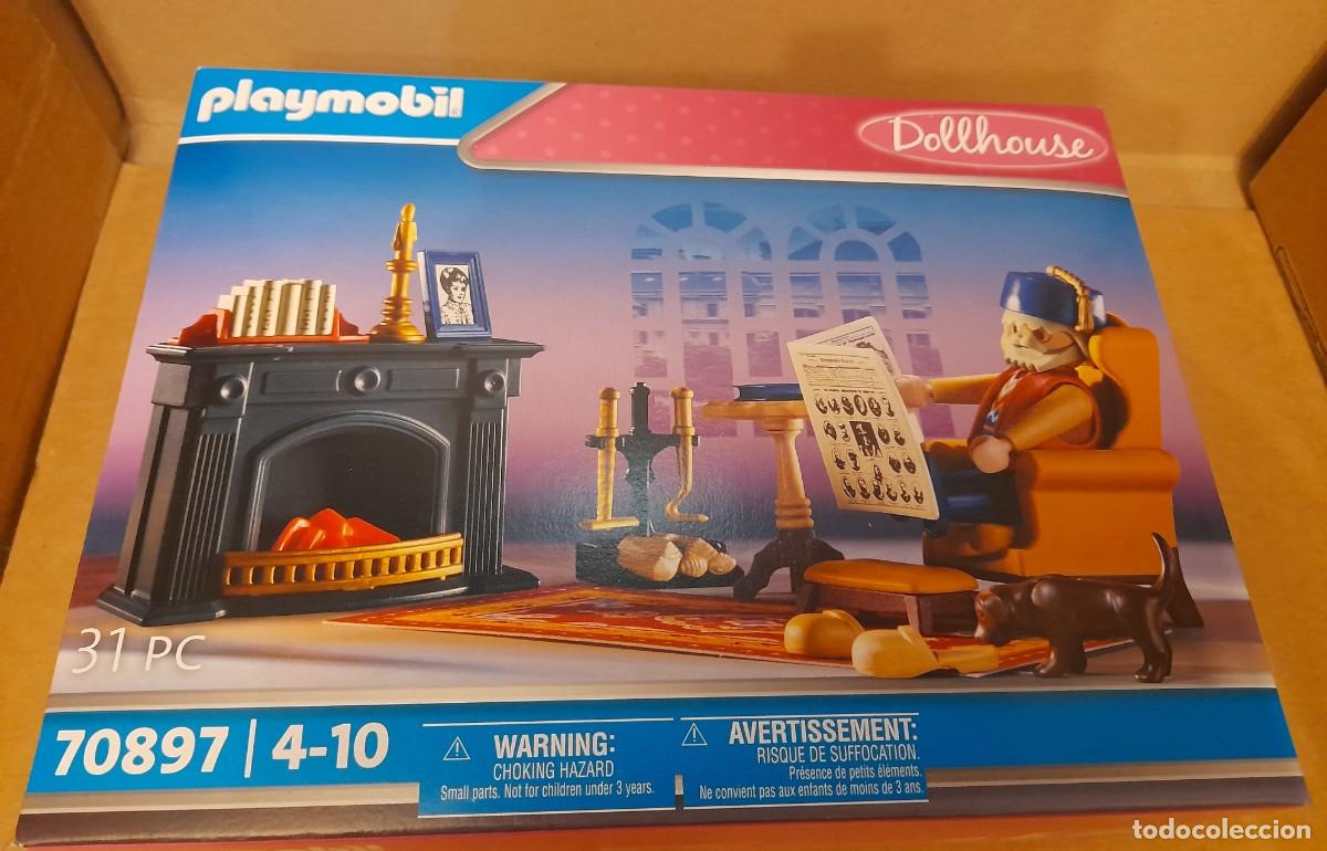Playmobil: Playmobil Dollhouse, casa victoriana, abuelo leyendo junto a la chimenea