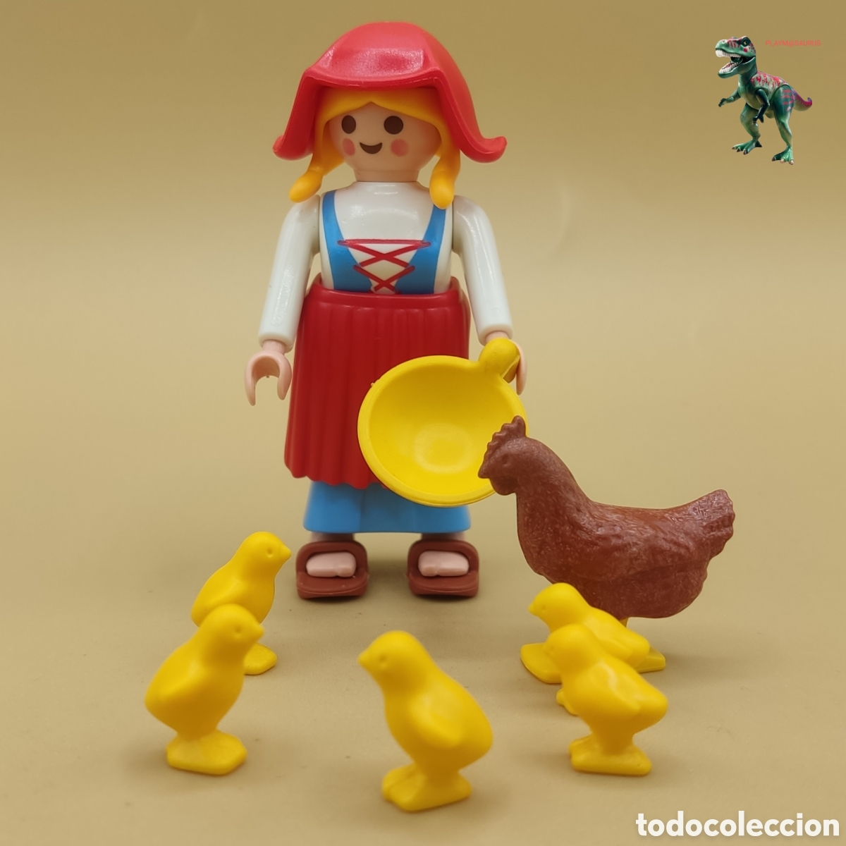 Playmobil: Playmobil figura mujer medieval granjera rancho casa campo campesina gallinas granja