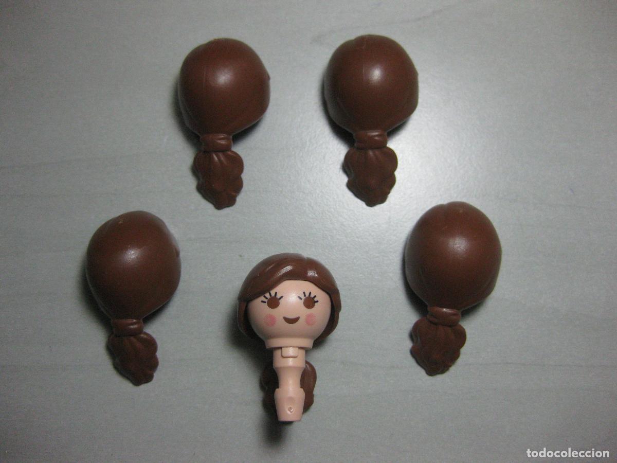 Playmobil: PLAYMOBIL lote 5 pelos peluca recambio coleta gorda marron- cabeza no incluida